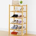 Smiry Bamboo Shoe Rack, 8 Vertical Slats, 5 Tier - 17.3" Wide, Natural