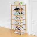 Smiry Bamboo Shoe Rack, 8 Vertical Slats, 6 Tier - 17.3" Wide, Natural