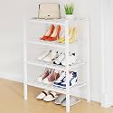 Smiry Bamboo Shoe Rack, 8 Vertical Slats, 4 Tier - 17.3" Wide, White