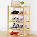 Smiry Bamboo Shoe Rack, 8 Vertical Slats, 4 Tier - 17.3" Wide, Natural