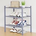 Smiry Bamboo Shoe Rack, 8 Vertical Slats, 3 Tier - 17.3" Wide, Grey