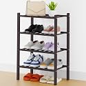 Smiry Bamboo Shoe Rack, 8 Vertical Slats, 4 Tier - 17.3" Wide, Brown