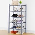 Smiry Bamboo Shoe Rack, 8 Vertical Slats, 5 Tier - 17.3" Wide, Grey