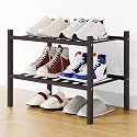 Smiry Bamboo Shoe Rack, 8 Vertical Slats, 2 Tier - 17.3" Wide, Brown