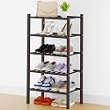 Smiry Bamboo Shoe Rack, 8 Vertical Slats, 5 Tier - 17.3" Wide, Brown