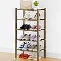 Smiry Bamboo Shoe Rack, 8 Vertical Slats, 5 Tier - 17.3" Wide, Walnut