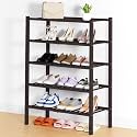 Smiry Bamboo Shoe Rack, 14 Vertical Slats, 5 Tier - 26.8" Wide, Brown