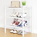 Smiry Bamboo Shoe Rack, 8 Vertical Slats, 3 Tier - 17.3" Wide, White
