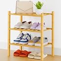 Smiry Bamboo Shoe Rack, 8 Vertical Slats, 3 Tier - 17.3" Wide, Natural