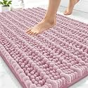 Smiry Bathroom Rugs 30X20, Extra Soft Rubber Backing Chenille Bath Mats