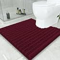 Smiry Bathroom Toilet Rugs U Shaped 24x24, Chenille Bath mats for Toilet
