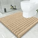 Smiry Bathroom Toilet Rugs U Shaped 24x24, Chenille Bath mats for Toilet