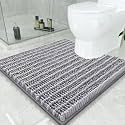 Smiry Bathroom Toilet Rugs U Shaped 24x24, Chenille Bath mats for Toilet