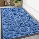Smiry Front Door Mat Outside Entrance, Low Profile Rubber Doormat, 47x32