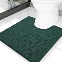 Smiry Luxury Chenille Toilet Rugs U-Shaped 20x20, Soft Absorbent Non-Slip Contour Bathroom Rugs for Toilet, Machine Washable Contoured Bath Mats, Green