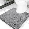 Smiry Luxury Chenille Toilet Rugs U-Shaped 20x20, Soft Absorbent Non-Slip Contour Bathroom Rugs for Toilet, Machine Washable Contoured Bath Mats, Grey
