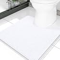 Smiry Luxury Chenille Toilet Rugs U-Shaped 20x20, Soft Absorbent Non-Slip Contour Bathroom Rugs for Toilet, Machine Washable Contoured Bath Mats, White