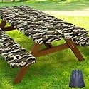 Smiry Picnic Table Cover with Bench Covers, Waterproof Elastic Fitted Tablecloth for 6 Foot Tables, Washable Polyester Camo Tablecloths for Camping &amp; Patriotic Decor (Olive Drab, 30x72 Inch 3-pc Set)