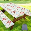 Smiry Picnic Table Cover with Bench Covers, Waterproof Elastic Fitted Tablecloth for 6 Foot Tables, Washable Polyester Tablecloths for Camping, Indoor &amp; Outdoor (Butterfly, 30x72 Inch 3-pc Set)