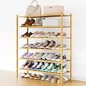 Smiry Bamboo Shoe Rack, 16 Vertical Slats, 6 Tier - 33.7" Wide, Natural