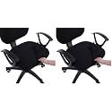 Smiry Stretch Jacquard Office Computer Chair Seat Covers, Removable Washable Anti-dust Desk Chair Seat Cushion Protectors - Black (Pack of 2)