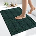 Smiry Thick Small Chenille Bathroom Rugs 24x16, Bath Mat, Blackish Green