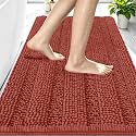 Smiry Thick Small Chenille Bathroom Rugs 24x16, Bath Mat, Rustic Terracotta