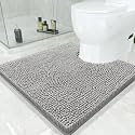 Smiry Toilet Rugs U-Shaped 24x24, Extra Soft Absorbent Contoured Bath Mat