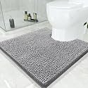 Smiry Toilet Rugs U-Shaped 24x24, Extra Soft Absorbent Contoured Bath Mat