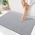 Smiry Ultra Thin Bath Mat 35x17, Non Slip Rubber Washable Bathroom Rugs