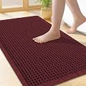 Smiry Waffle Bath Mat 24X16, Extra Soft Absorbent Bathroom Rugs, Burgundy