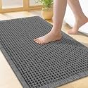 Smiry Waffle Bath Mat 24X16, Extra Soft Absorbent Bathroom Rugs, Dark Grey