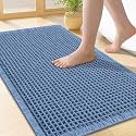 Smiry Waffle Bath Mat 24X16, Extra Soft Absorbent Bathroom Rugs, Blue