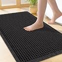 Smiry Waffle Bath Mat 24X16, Extra Soft Absorbent Bathroom Rugs, Black