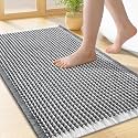 Smiry Waffle Bath Mat 24X16, Soft Absorbent Bathroom Rug, Darkgrey &amp; Cream