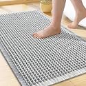 Smiry Waffle Bath Mat 24X16, Soft Absorbent Bathroom Rug, Lightgrey &amp; Cream
