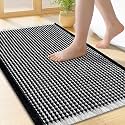 Smiry Waffle Bath Mat 24X16, Soft Absorbent Bathroom Rugs, Black &amp; Cream