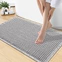Smiry Waffle Bath Mat 30X18, Extra Soft Absorbent Bathroom Rugs, Light Grey