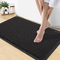 Smiry Waffle Bath Mat 30X18, Extra Soft Absorbent Bathroom Rugs, Black