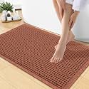 Smiry Waffle Bath Mat 30X18, Extra Soft Absorbent Bathroom Rugs, Orange