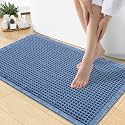 Smiry Waffle Bath Mat 30X18, Extra Soft Absorbent Bathroom Rugs, Blue