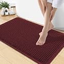 Smiry Waffle Bath Mat 30X18, Extra Soft Absorbent Bathroom Rugs, Burgundy
