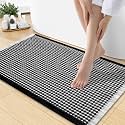 Smiry Waffle Bath Mat 30X18, Soft Absorbent Bathroom Rugs, Black &amp; Cream