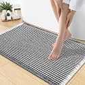 Smiry Waffle Bath Mat 30X18, Soft Absorbent Bathroom Rug, Darkgrey &amp; Cream