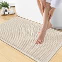 Smiry Waffle Bath Mat 30X18, Soft Absorbent Bathroom Rugs, Cream Beige