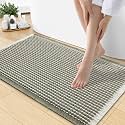 Smiry Waffle Bath Mat 30X18, Soft Absorbent Bathroom Rugs, Green &amp; Cream