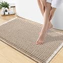Smiry Waffle Bath Mat 30X18, Soft Absorbent Bathroom Rugs, Brown &amp; Cream