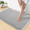 Smiry Waffle Bath Mat 30X18, Soft Absorbent Bathroom Rug, Lightgrey &amp; Cream