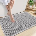 Smiry Waffle Bath Mat 30X20, Extra Soft Absorbent Bathroom Rugs, Light Grey