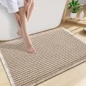 Smiry Waffle Bath Mat 30X20, Soft Absorbent Bathroom Rugs, Brown &amp; Cream